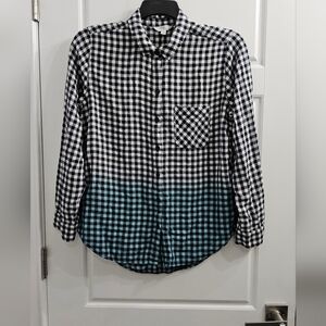 Time and Tru Navy and White Checkered Shirt